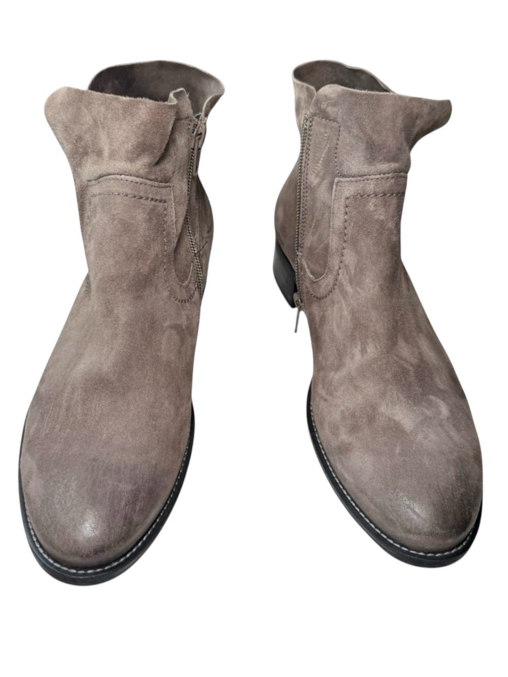 Paul Green Taupe Nubuck Leather Ankle Boots Booties Zip Western US 7.5 UK 5